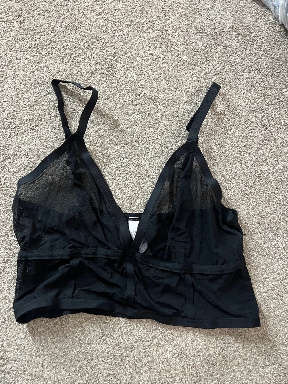 Auden Black Sheer Mesh Bralette Top - Picture 1 of 3